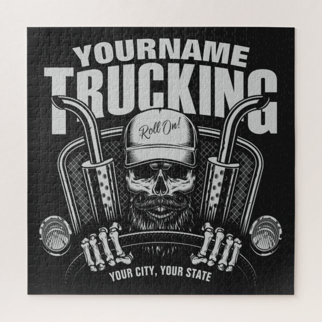 Personalised Trucking Skull Trucker Big Rig Truck  Jigsaw Puzzle (Vertical)