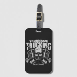 Personalised Trucking Skull Trucker Big Rig Truck Luggage Tag