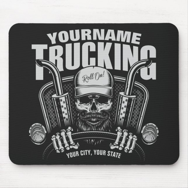 Personalised Trucking Skull Trucker Big Rig Truck Mouse Pad (Front)