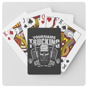 Personalised Trucking Skull Trucker Big Rig Truck Playing Cards