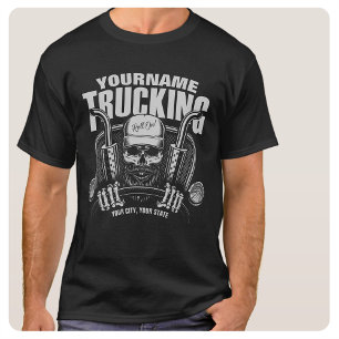 Personalised Trucking Skull Trucker Big Rig Truck  T-Shirt