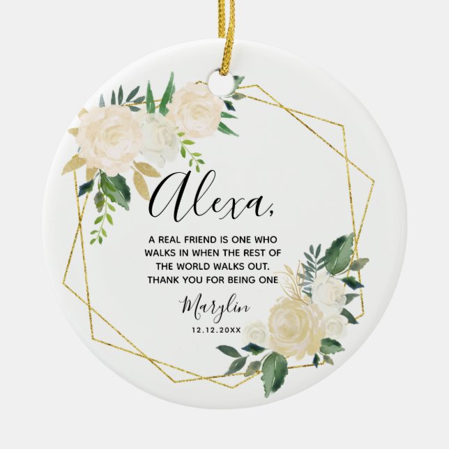 Personalised True friends are never far apart Cera Ceramic Tree Decoration (Front)