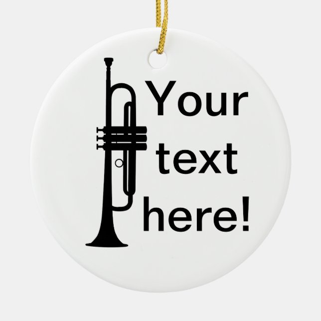 Personalised Trumpet Ceramic Tree Decoration (Front)