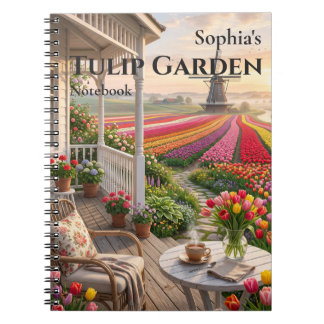 Personalised Tulip Garden Spiral Notebook