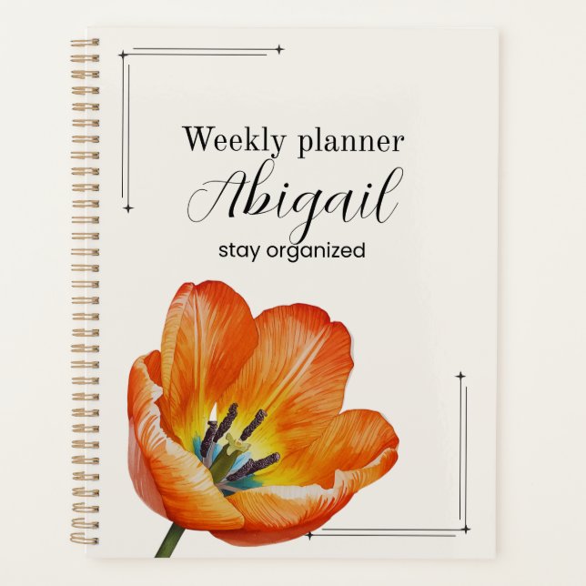 Personalised Tulip Planner Aesthetic Weekly Floral (Front)