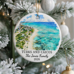 Personalised Turks and Caicos Ceramic Ornament, Cu Tree Decoration