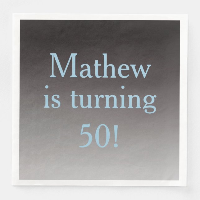 Personalised "Turning 50" 50th Birthday Napkin (Front)