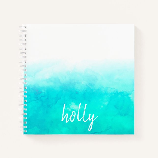 Personalised Turqoise Ombre Marbled Notebook (Front)