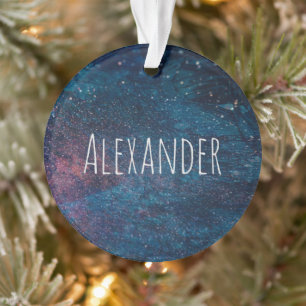 Personalised Turqouise Galaxy Paint Sparkles Ornament