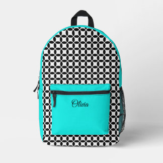 Personalised Turquoise Abstract Ellipse Printed Backpack