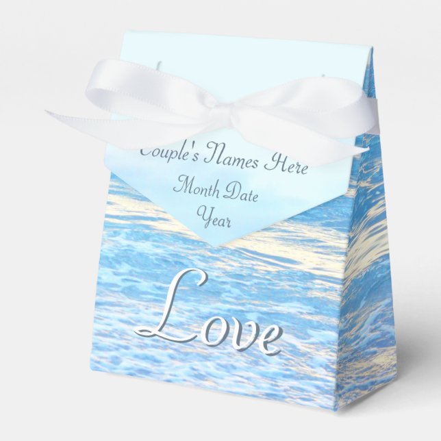 Personalised Turquoise Beach Wedding Favour Boxes (Front Side)