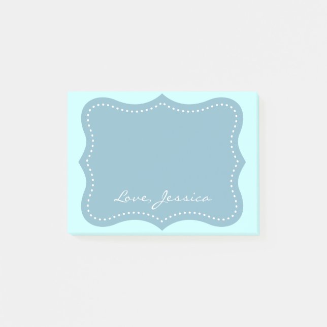 Personalised turquoise blue bracket Post-it® notes (Front)