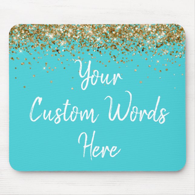 Personalised Turquoise Blue & Gold Assistant Gift Mouse Pad (Front)