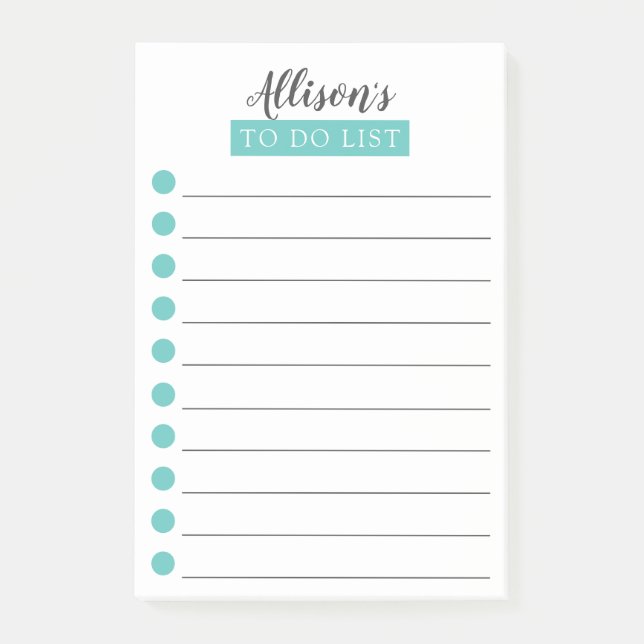 Personalised Turquoise Blue To Do List Post-it Not Post-it Notes (Front)