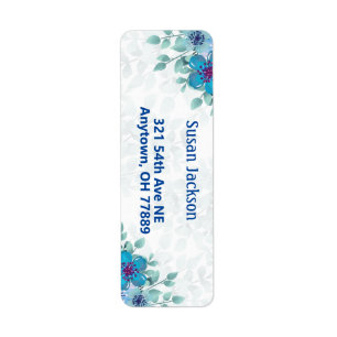 Personalised Turquoise Floral Return Address Label