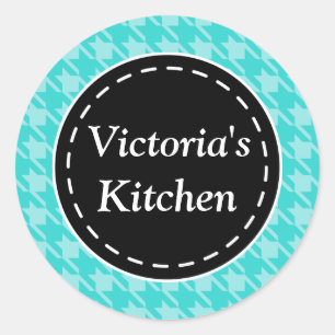 Personalised Turquoise Houndstooth Stickers
