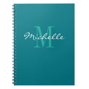 Personalised turquoise monogram spiral notebook