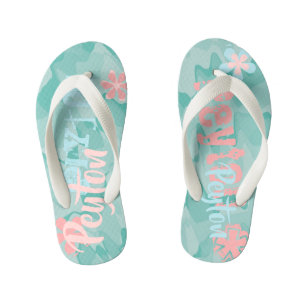 Personalised Turquoise Shock Wave Camouflage Kid's Jandals
