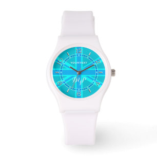 Personalised Turquoise Union Jack Flag Dial Watch