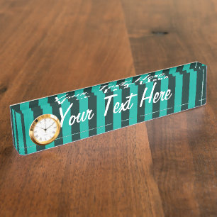 Personalised Turquoise Vertical Stripes Customise Nameplate