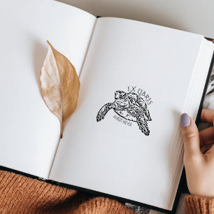 Personalised Turtle Ex Libris Bookplate Rubber Stamp