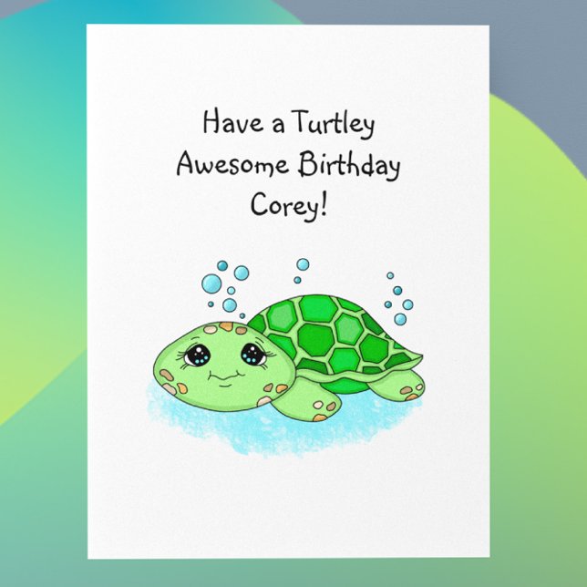 Personalised Turtle Happy Birthday | Colouring Pag Card (Creator Uploaded)