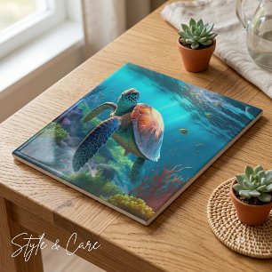 Personalised Turtle Image Classic Ceramic Art Tile
