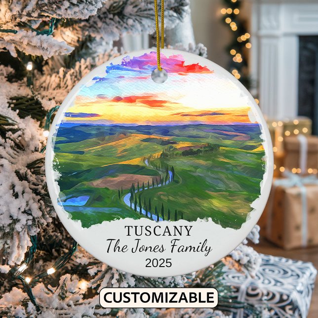 Personalised Tuscany Ornament, Italy Gift Ceramic Tree Decoration (Creator Uploaded)
