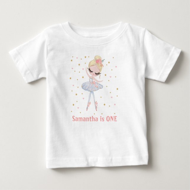 Personalised Tutu Ballerina First or Any Birthday  Baby T-Shirt (Front)