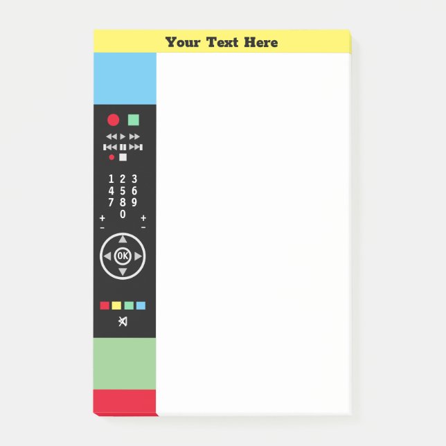 Personalised TV Remote Control Modern Colourful Post-it Notes (Front)