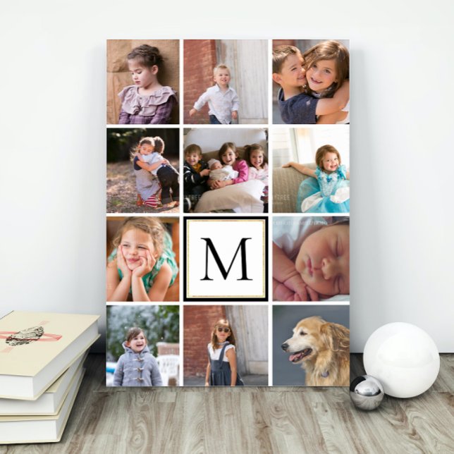 Personalised twelve photo collage and monogram poster (Creator Uploaded)
