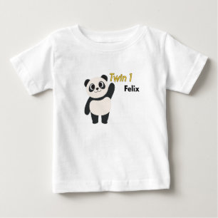 Personalised Twin 1 Panda Baby Bodysuit