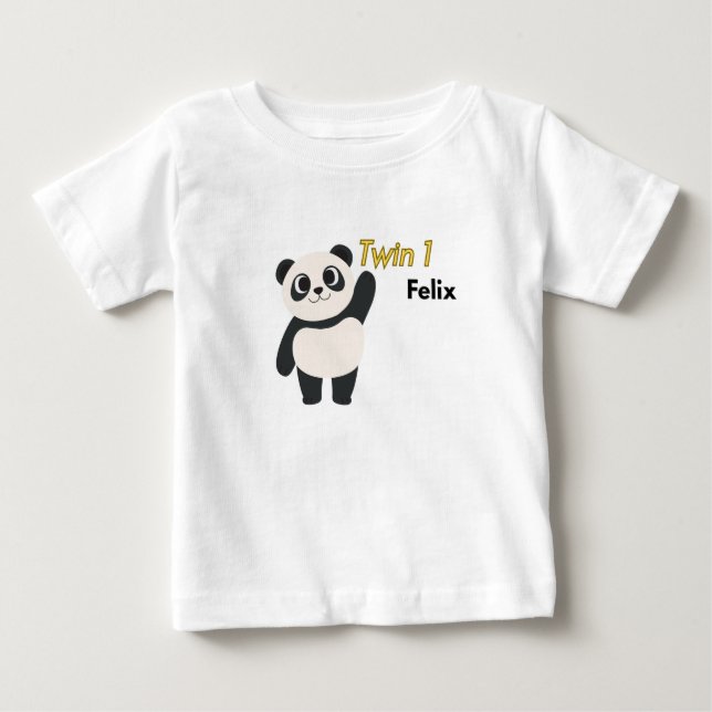 Personalised Twin 1 Panda Baby Bodysuit  (Front)