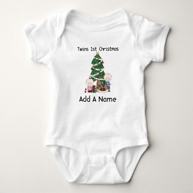 Personalised Twin 1st Christmas Bodysuit (Front)