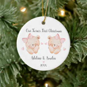 Personalised Twin Baby Girls Ornament