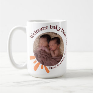Personalised Twin Baby Photo Mug Custom Newborn