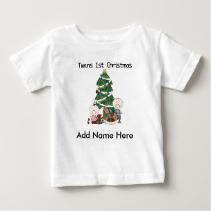 Personalised Twins 1st Christmas Tshirt