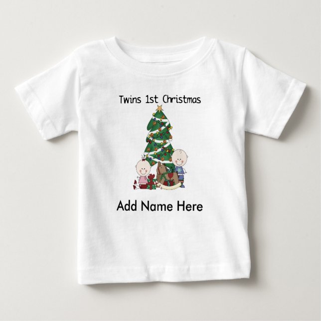 Personalised Twins 1st Christmas Tshirt (Front)