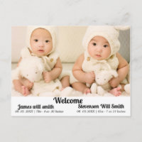 personalised twins birth announcement 