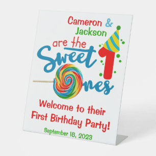 Personalised Twins First Birthday Welcome Sign