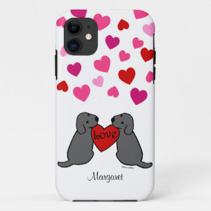 Personalised Two Black Labradors Cartoon Case-Mate iPhone Case