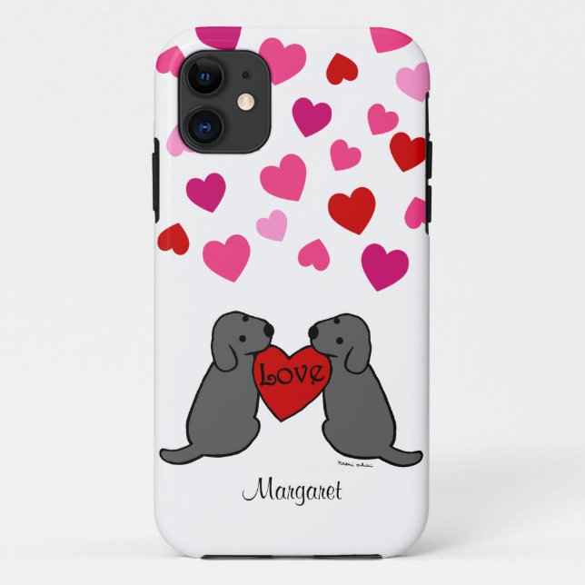 Personalised Two Black Labradors Cartoon Case-Mate iPhone Case (Back)