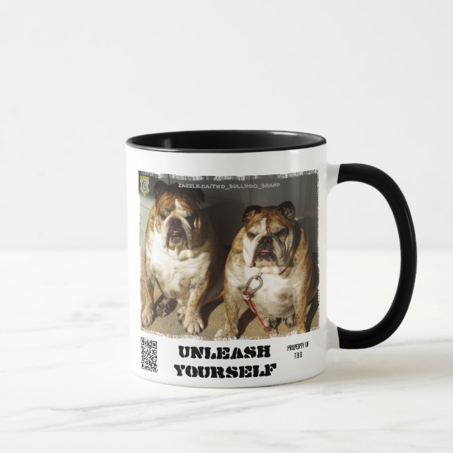 Personalised Two Bulldog Brand Mug (Right)