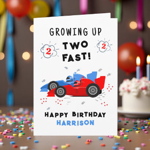 Personalised Two Fast 2nd Birthday Racing Cars Card