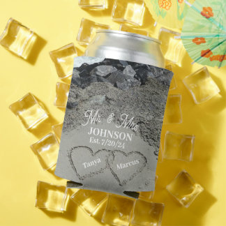 Personalised Two Hearts In The Sand Can Cooler