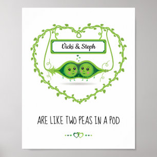 Personalised "Two Peas In A Pod" 2 Females couple Poster