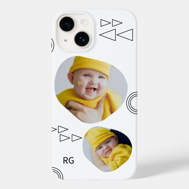 Personalised Two Photo Abstract Case-Mate iPhone Case (Back)