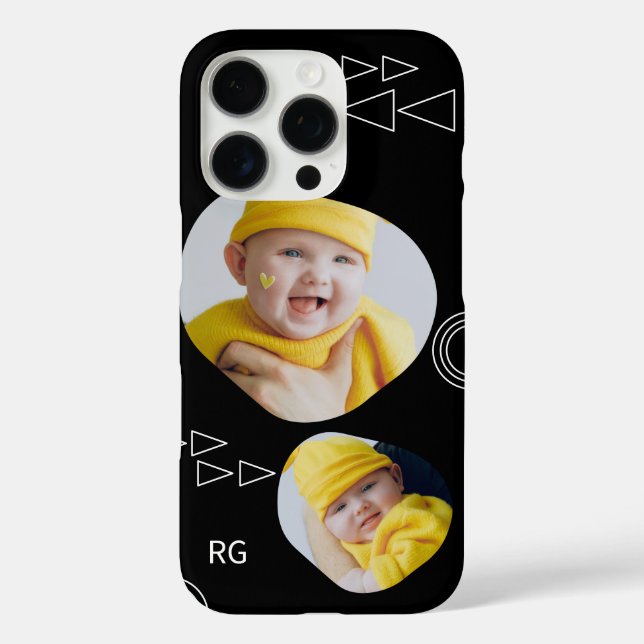 Personalised Two Photo Abstract Case-Mate iPhone Case (Back)