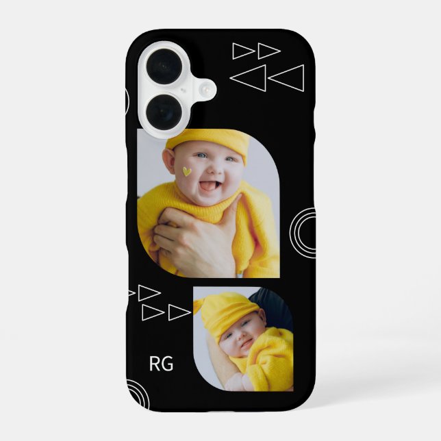 Personalised Two Photo Abstract iPhone 16 Case (Back)