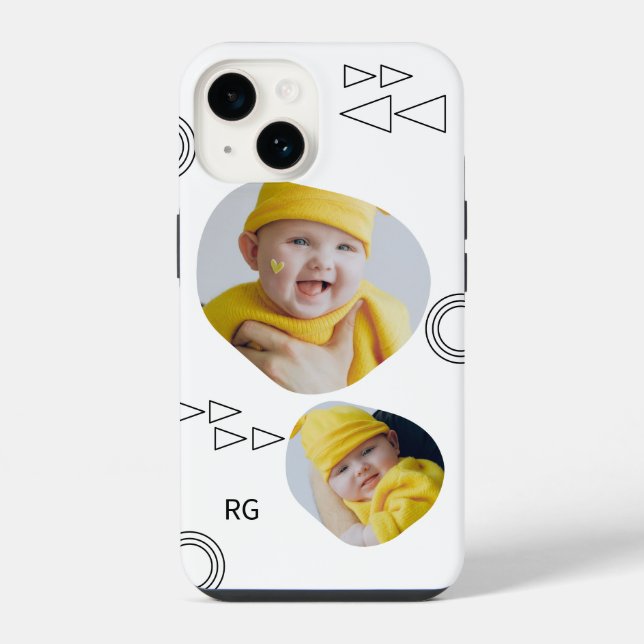 Personalised Two Photo Abstract iPhone Case (Back)